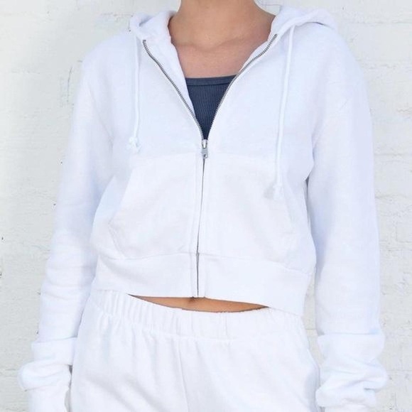 White Brandy‎ Melville Crystal Zip Up Hoodie One Size - Picture 1 of 4